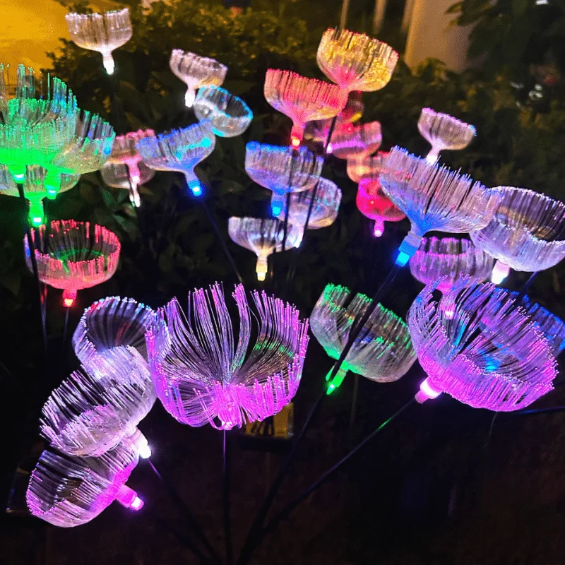 Solar 6 LEDs Fiber Optic Jellyfish Ambient Mood Light Suitable for Garden, Courtyard, Corridor, Pathway Decoration Lawn Lamp