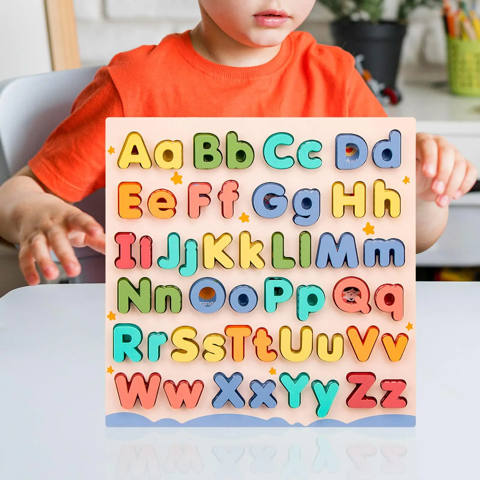 Holz pädagogische abc Puzzle entwickelt motorische Fähigkeit montessori Bildung Spielzeug für