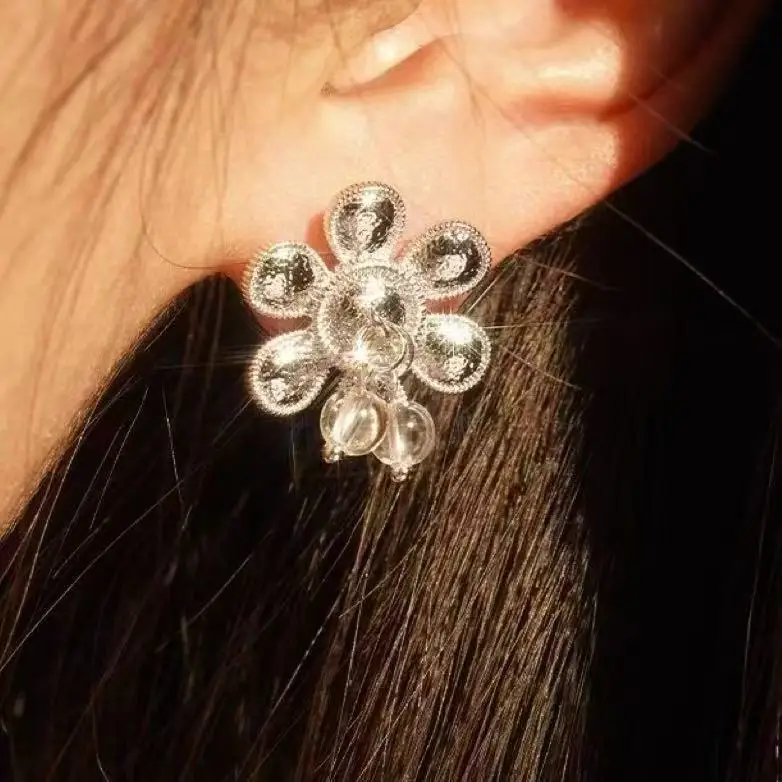 

Jenny&dave Double Layered Flower Pearl Earrings For Women Jewelry Earrings Women's Earrings Ear Cuffs