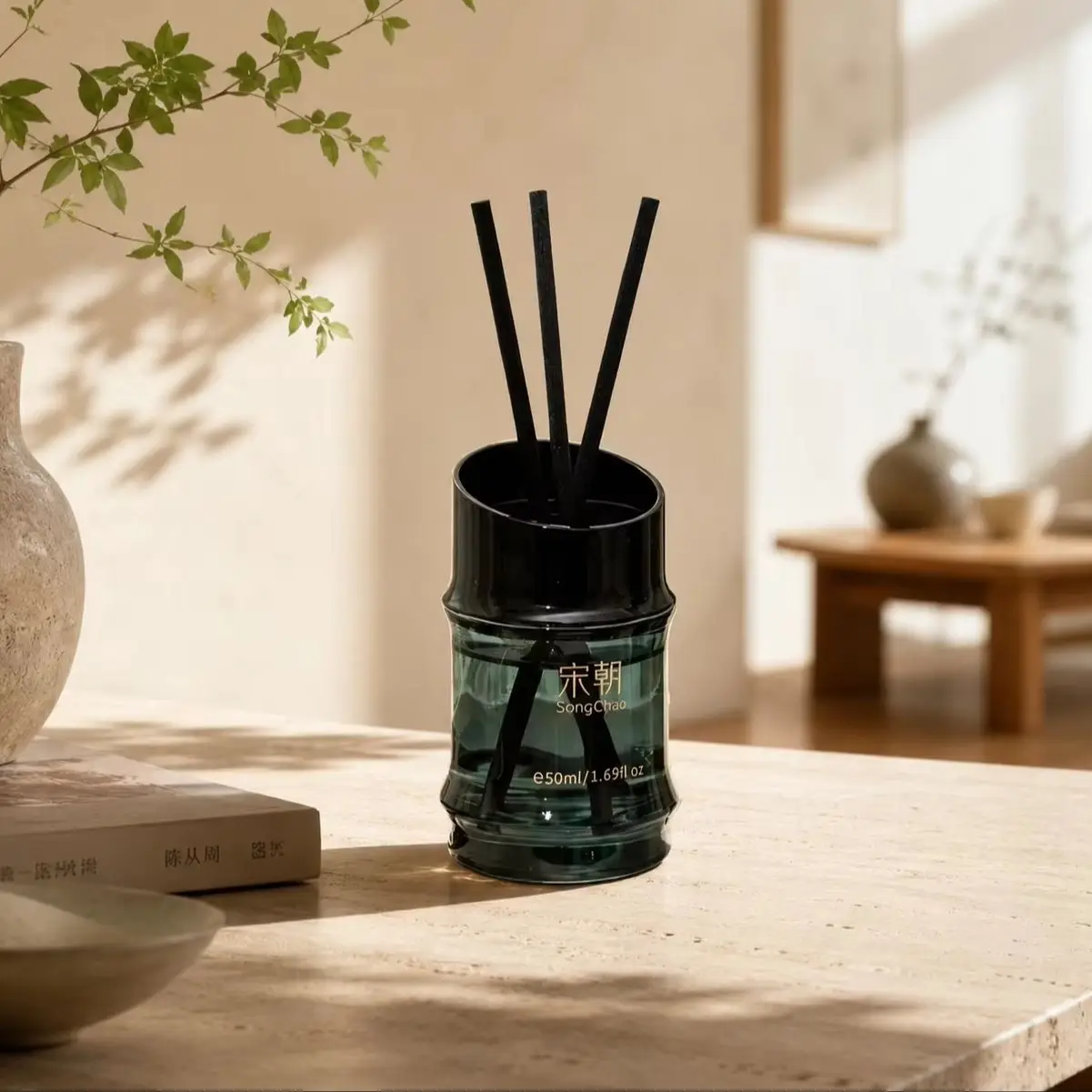 【SongChao】 Bamboo Reed Diffuser 50ml, Flameless Home Fragrance for Bedroom, Living Room, Bathroom, Office and Gift