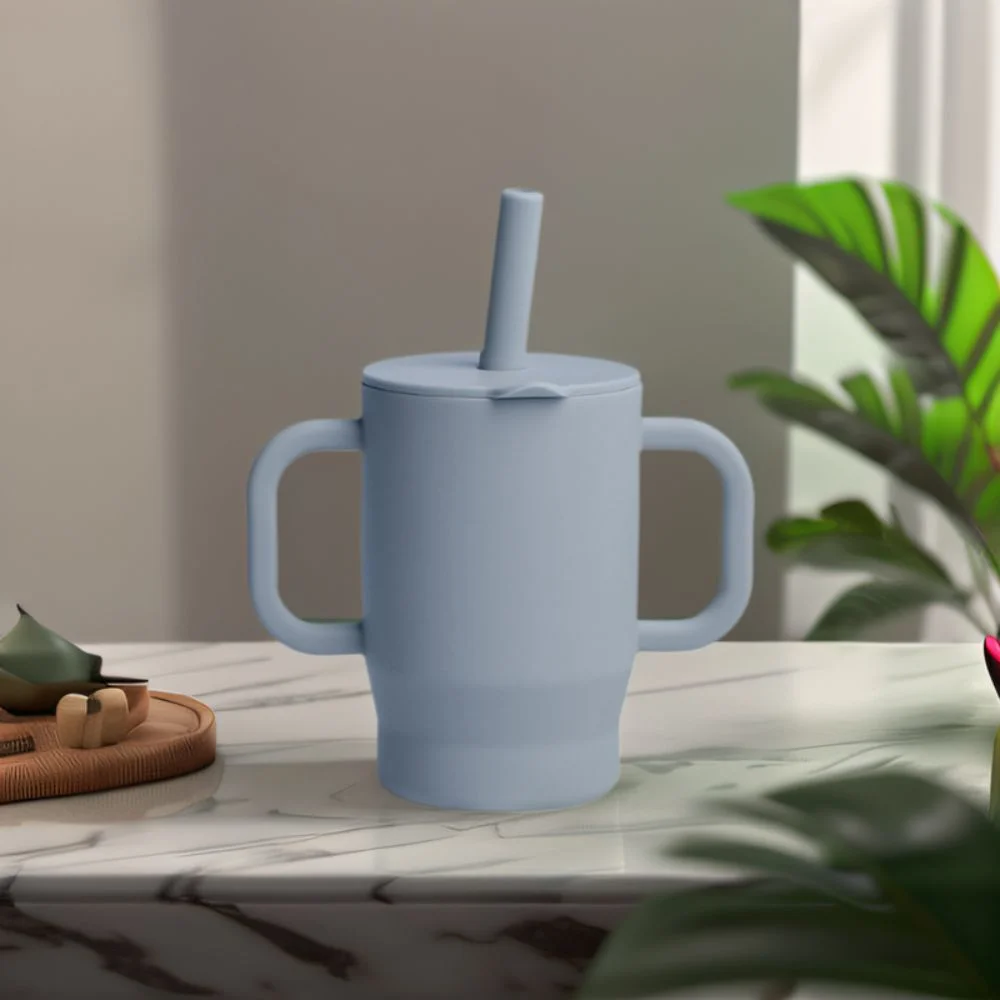 

Food Grade Silicone Baby Sippy Cups 180ml Unbreakable Baby Straw Cup Heat-resistant Drop-proof Baby Training Cup Milk