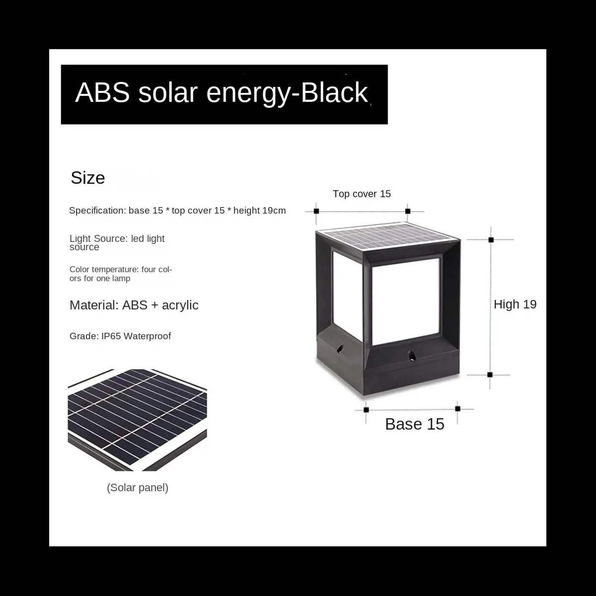 LED عمود الطاقة الشمسية المصباح بالطاقة الشمسية عمود مصباح في الهواء الطلق مقاوم للماء الجدار الخفيفة لحديقة المناظر الطبيعية في الفناء 15 سنتيمتر #4