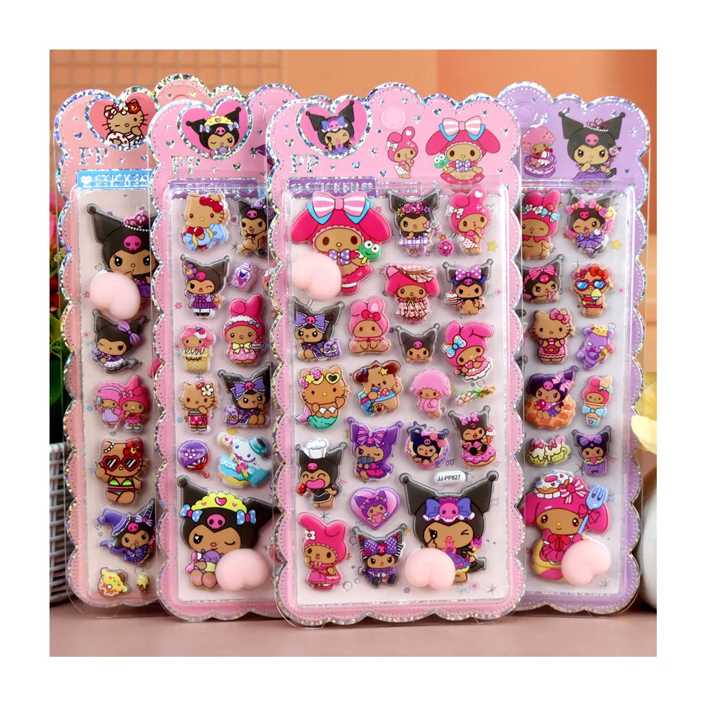 4 stks Kawaii Kuromi My Melody Butt Stickers Zacht Knijpbaar Decomprimeren Speelgoed DIY Laptop Gitaar Telefoon Leuke Decoratie Bubble Sticker
