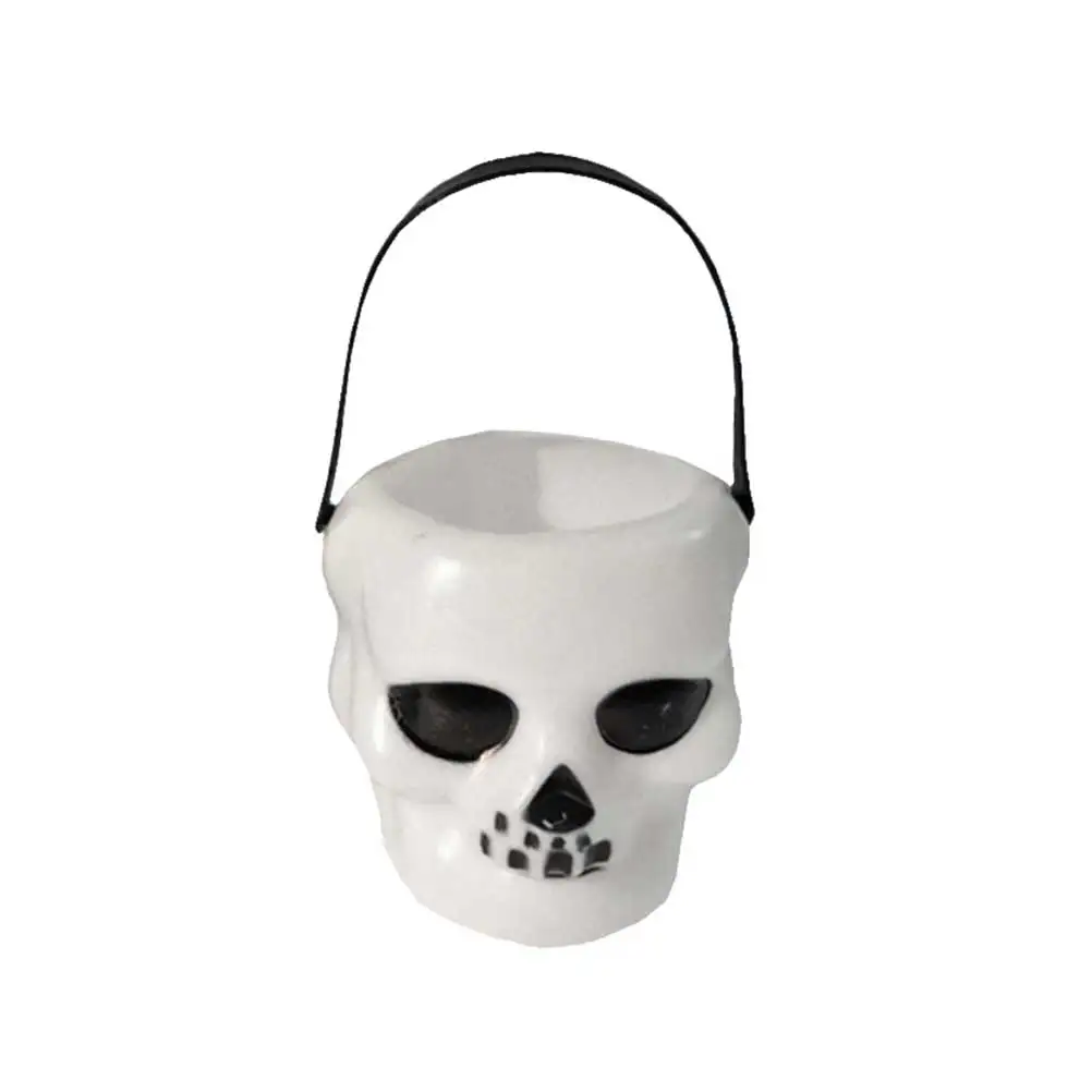 

6Pcs Halloween Candy Buckets Skull Head Style Trick Or Treat Candy Holder Pail for White 6x5.5cm Halloween Bucket