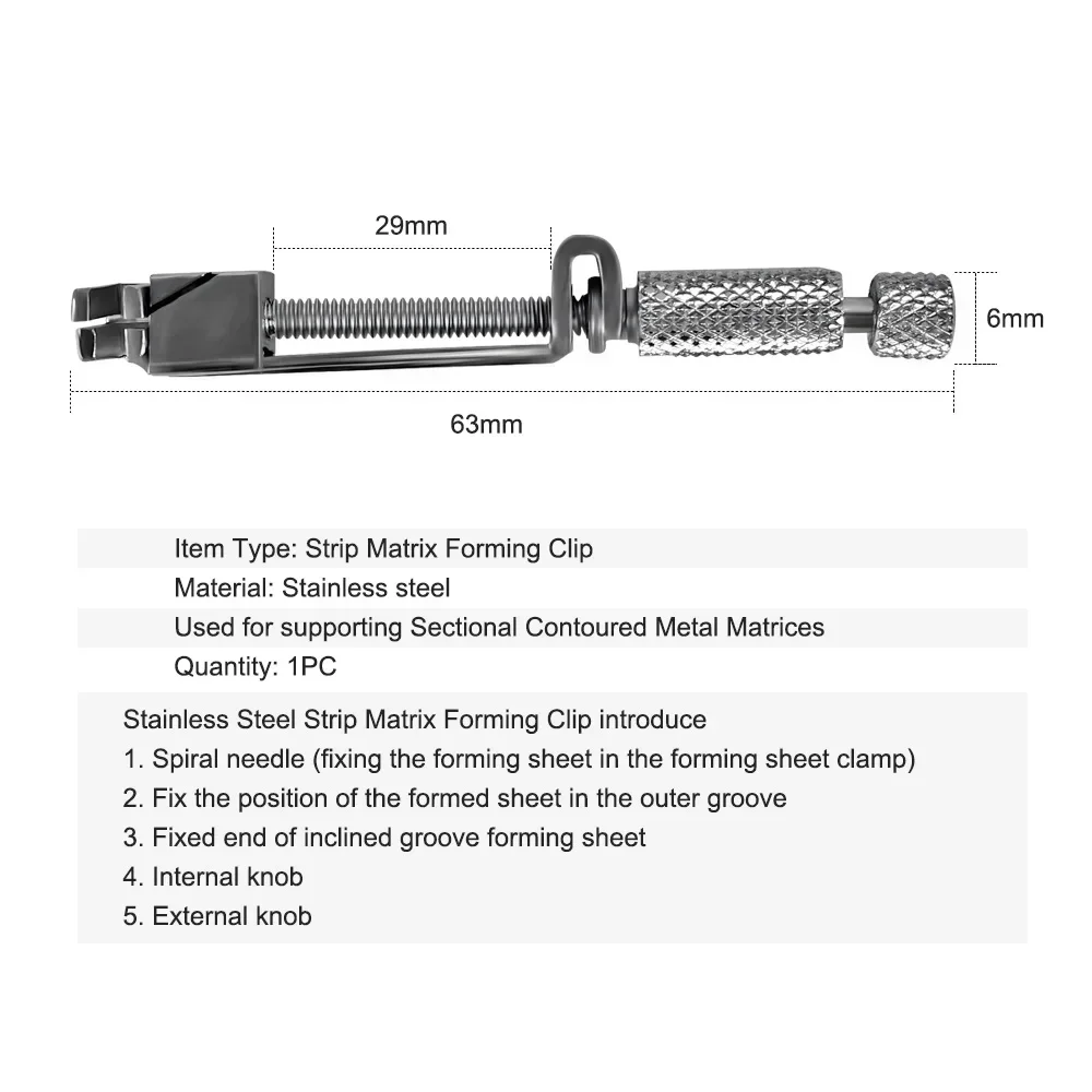 ELIJAH Dental Stainless Steel Matrix Strip Restoration Light Cured Resin Clear Matrix Bands Spanner Matrix Retainer Bands