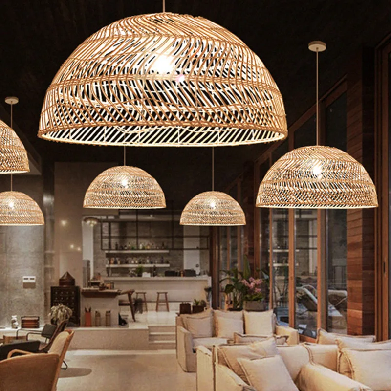 

Lighting Rattan Art Chandelier Restaurant Homestay led Bamboo Art Dining Chandelier Japanese Tea House Rattan Chandelier