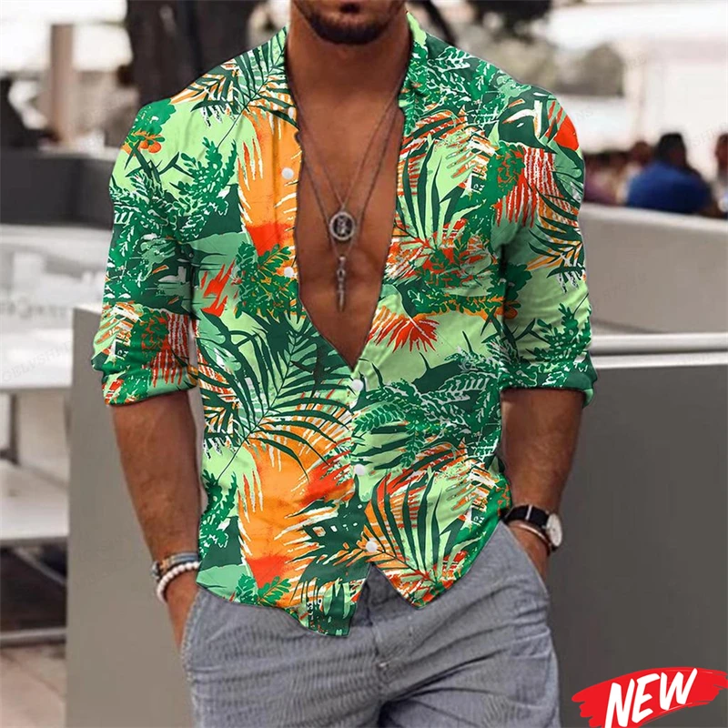 

Plants Floral Graphic Hawaiian Shirt Men Summer 2026 Beach Loose Shirts Holiday Tropical Street Lapel Shirt Casual Short Sleeve