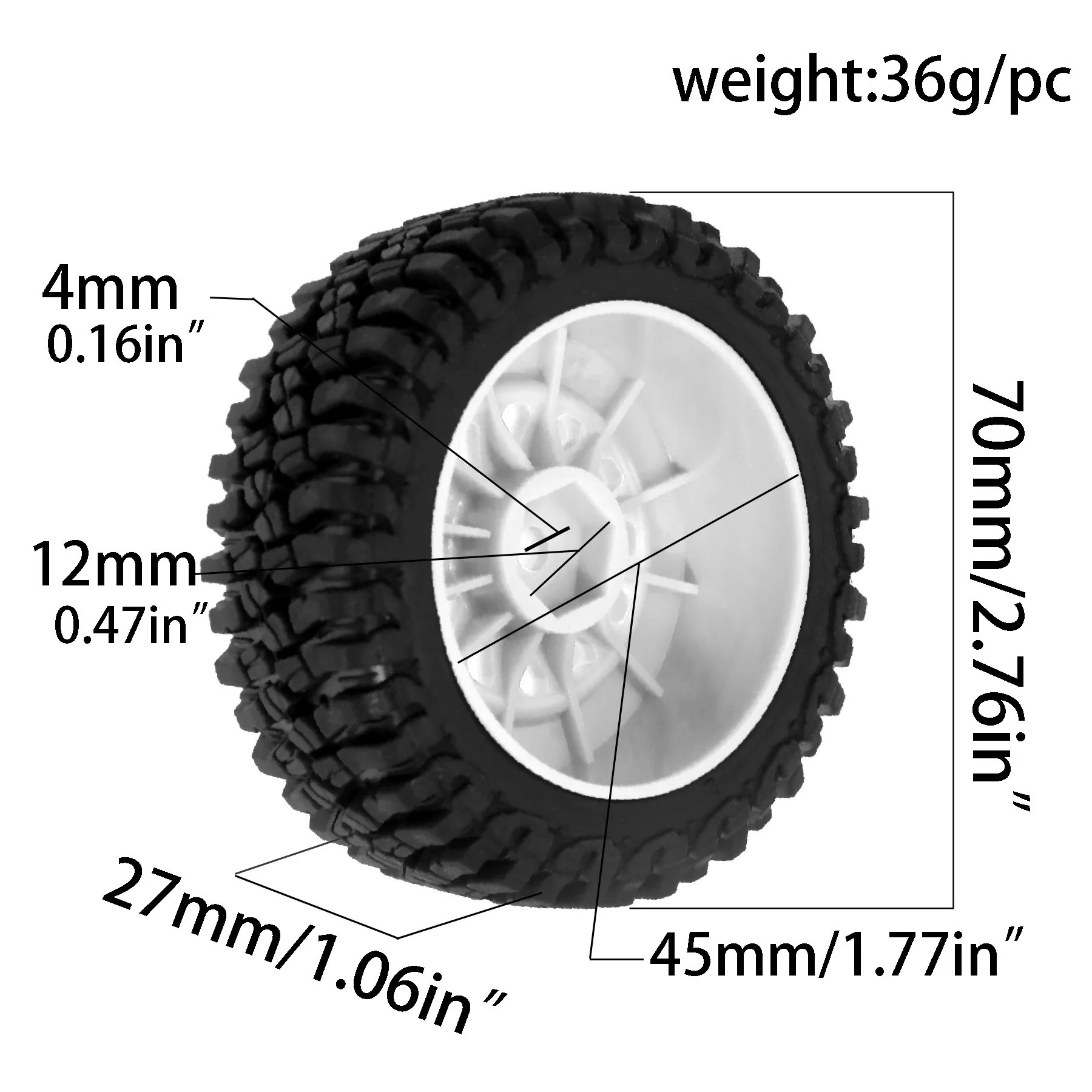 1/14 MJX 하이퍼 고 14301-14304 14211 및 1/16 JJRC Q130 RC 자동차 업그레이드 타이어 세트용 70mm 고무 휠 림 타이어 4개