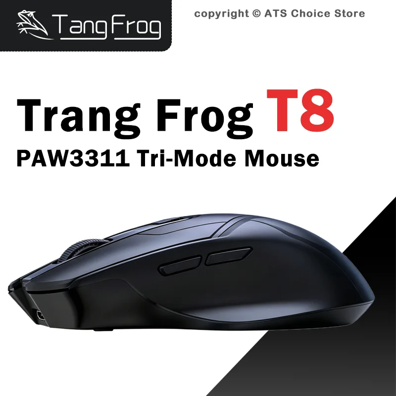 TangFrog T8 Wireless Gaming Mouse PAW3311 24000 DPI 1000Hz RGB Charging Dock Tri-Mode Bluetooth Wired Large Battery  for Gamer