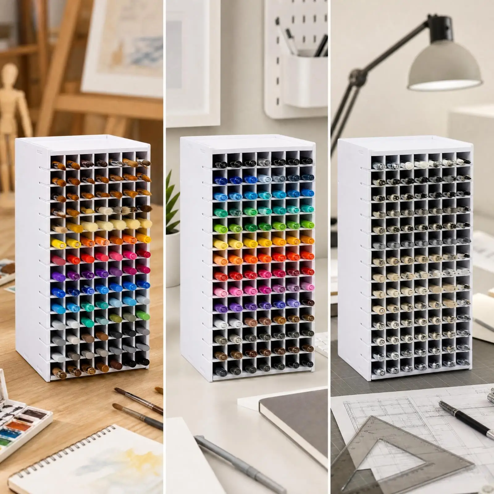 Desktop Storage Rack Multi-Compartment Compartmentalized Art Supply Rack Space Saving Tabletop Craft Storage Organizer for Home