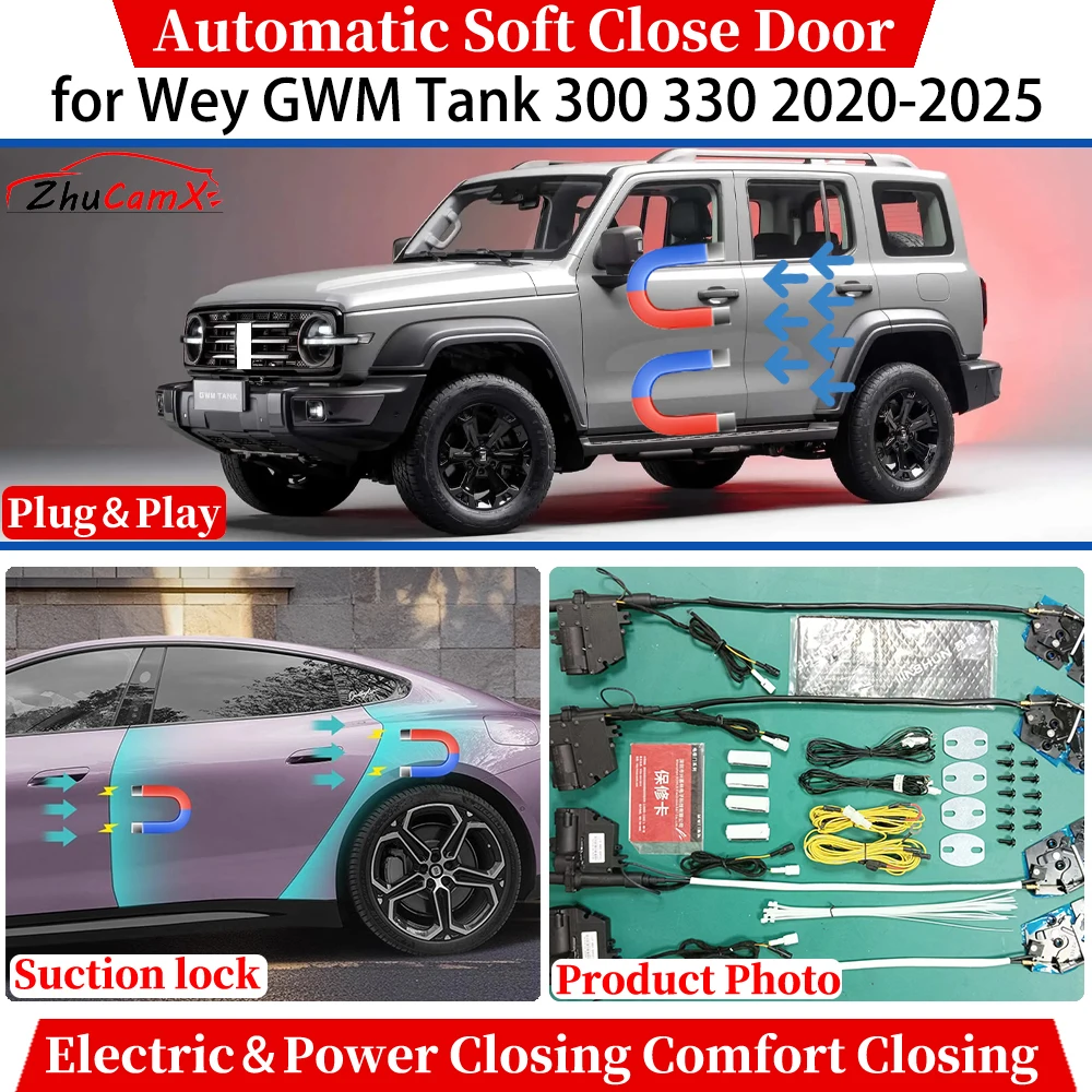 

for Wey GWM Tank 300 330 2020-2025 Automatic Soft Close Door Electric Power Closing Comfort Closing Suction lock Quiet System