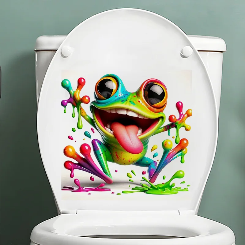 

Cartoon Frog Sticker, Waterproof Vinyl Material, Ideal for Toilet, Home , Refrigerator, Car, Window, Wall Decor, Room Decoration