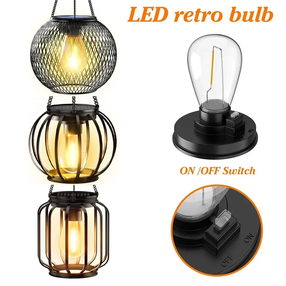Solar Lantern Led Light Warm White Lamp Outdoor Sensor Garden Lights Waterproof Patio Yard Decoraiton Hanging For/outdoor Hollow image 4