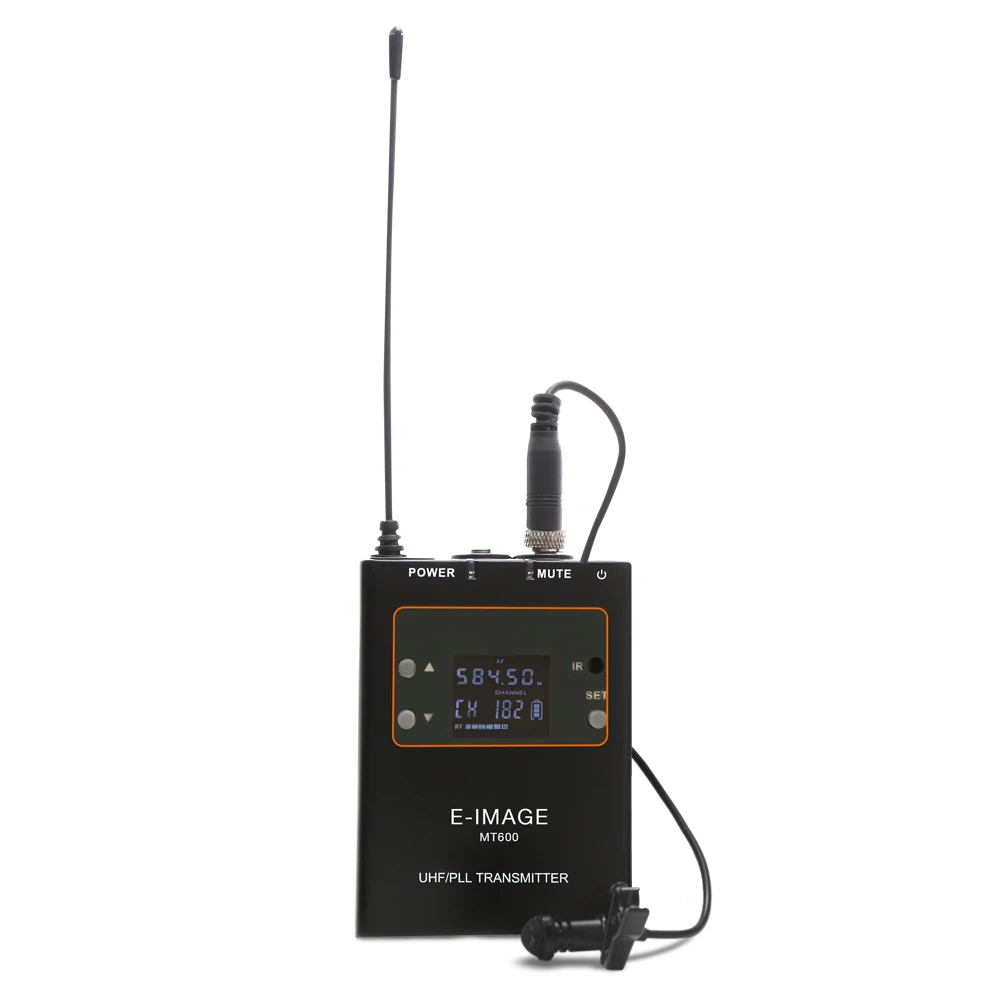 

E-IMAGE MT-600 Professional UHF Metal Body Plug-Lavalier Body Pack Transmitter