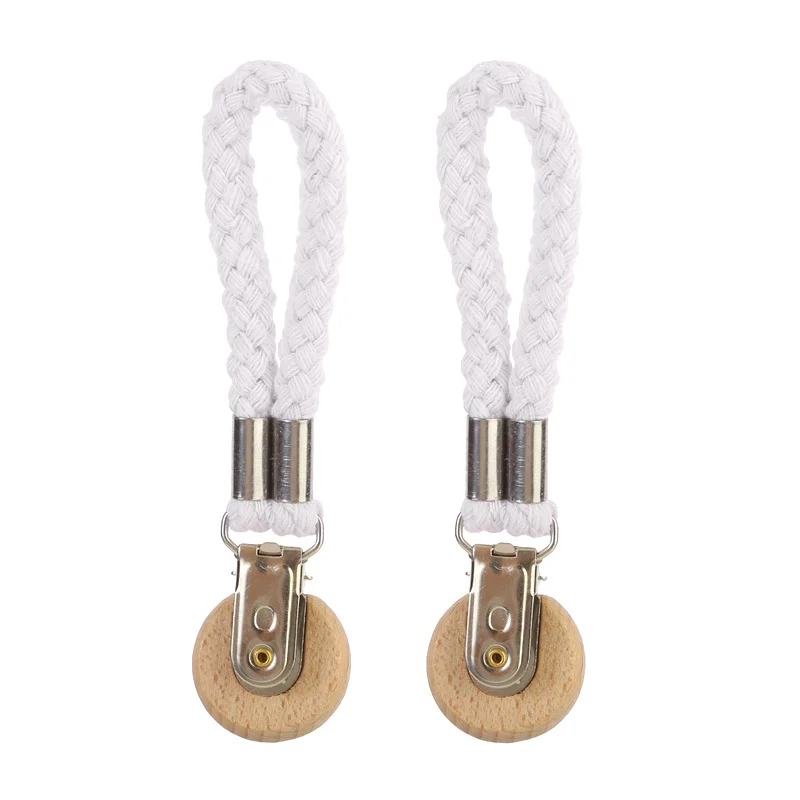 2pcs Towel Hanging Clips Clamps Braided Multipurpose Cotton Loop Hook Kitchen Bathroom Storage Clips Socks Clothes Hanger