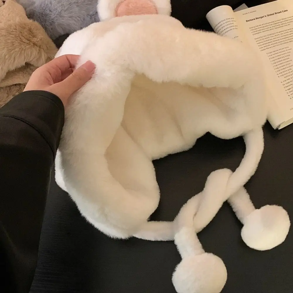 Simpatici berretti di peluche berretto antivento elastico protezione per le orecchie cappello con lacci regalo berretto lavorato a maglia invernale