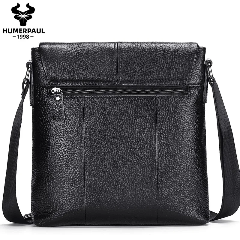 HUMERPAUL Men\'s Crossbody Bag, Casual Genuine Leather Male Bag, Large Capacity Sling Shoulder Bag Handbag