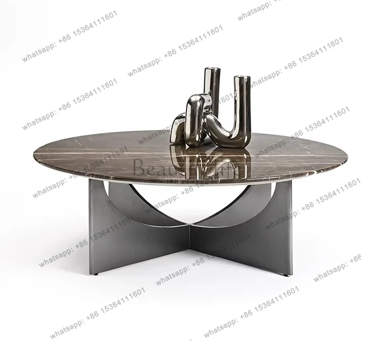 

Italian light luxury marble round coffee table Modern simple imported natural luxury stone household living room coffee table