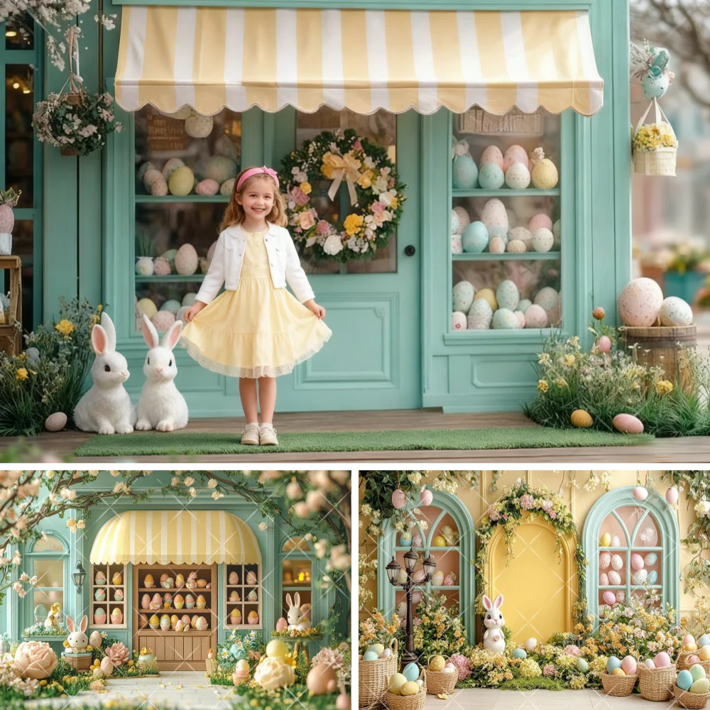 

Spring Easter Shop Photography Background Fairytale Flower Bunny Eggs Kids Birthday Portrait Decor Backdrop Photo Studio Props
