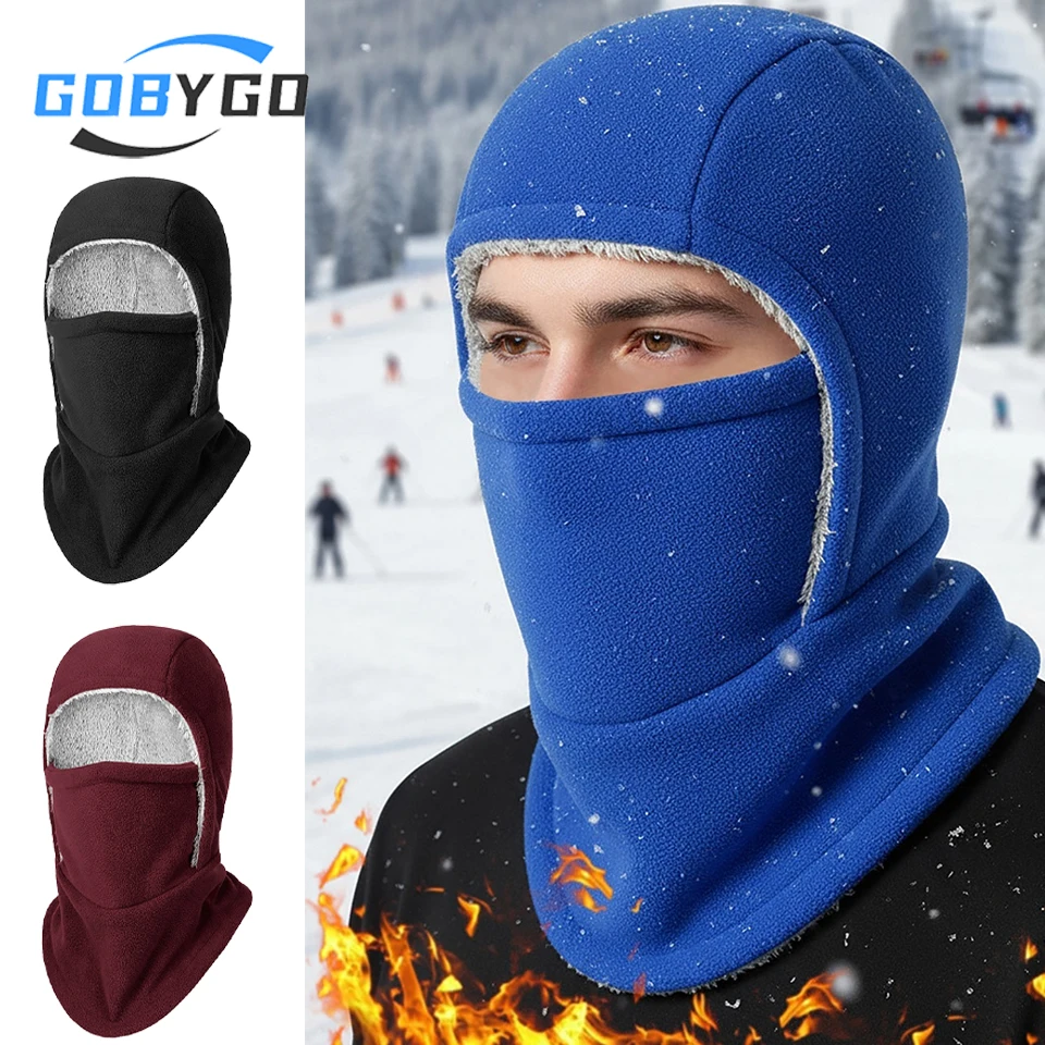 

Зимняя маска GOBYGO, головной убор, интегрированная защита для шеи, добавляющая флису, утолщенная, тепло, сохраняет тепло, ветрозащитный, дышащий