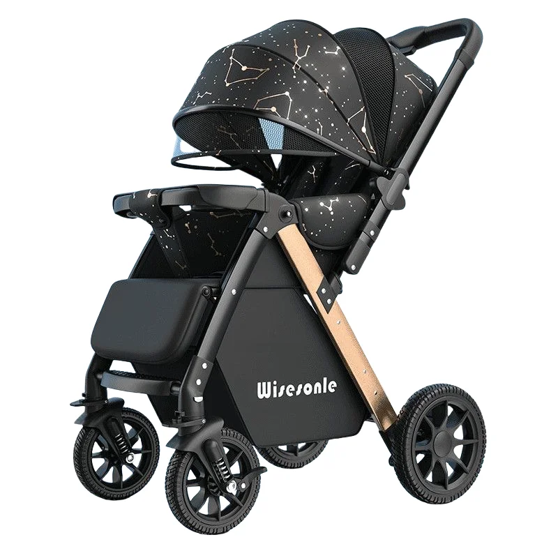 

Baby Stroller Foldable Two-way Push Rod Four-wheel Shock-absorbing Baby carriage with Mosquito Net