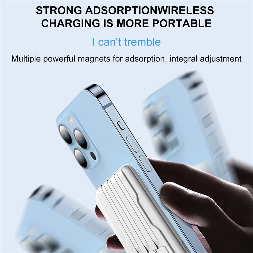 Portable Mini Wireless Magnetic Power Bank, 15W, 10000mAh, 15W, Built-in Cable, Suitable for iPhone 1514, Xiaomi, HUAWEI