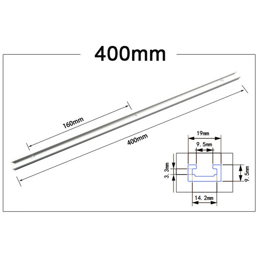 T-Track Miter Jig Tools, T-Slot, fixação de parafuso, liga de alumínio, 19x9,5mm, Tabela Saw Router, 300-600mm, Chute Rail, Ferramenta para madeira, 1pc