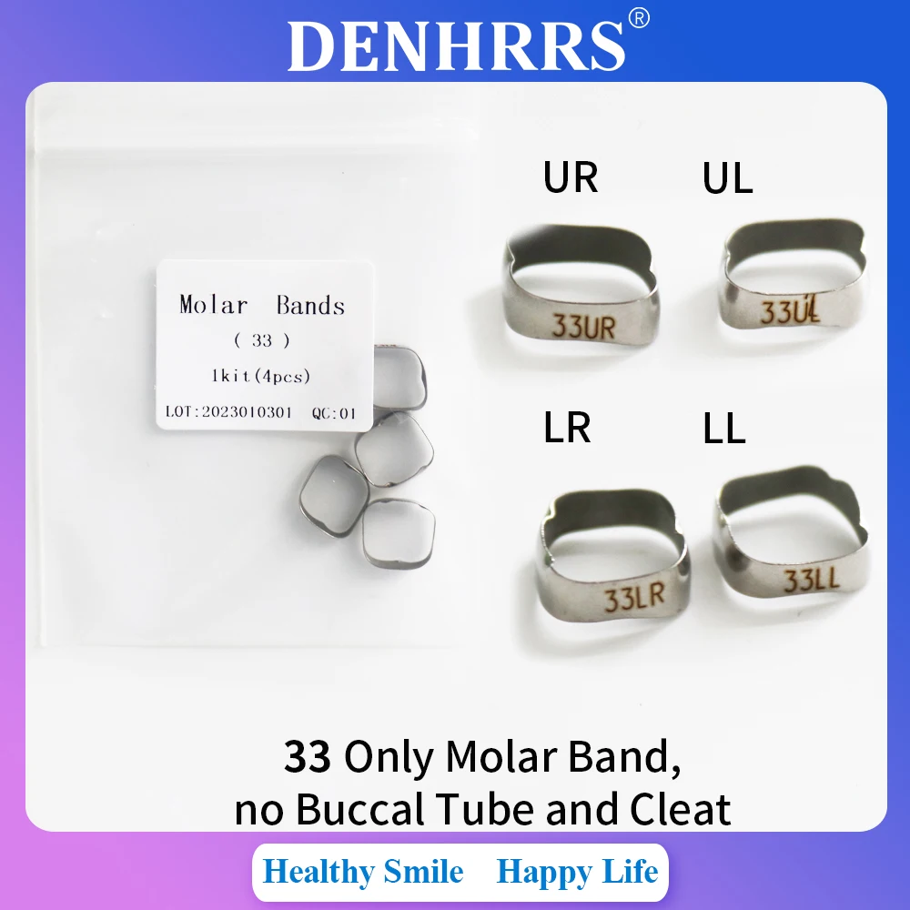 

4Pcs/Pack Dental Orthodontic Bands No Buccal Tube No Cleat 33#-41#