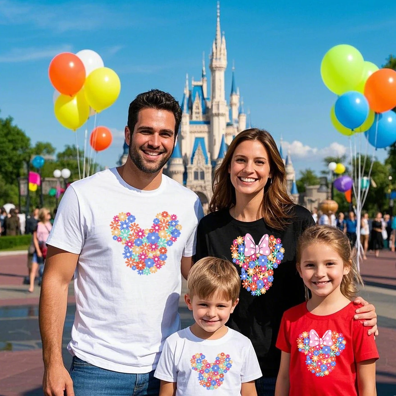 

Летняя одежда Disneyland для родителей и детей, новинка 2025 года, сувенир для путешествий для отца и дочки, повседневный высококачественный модный топ с короткими рукавами