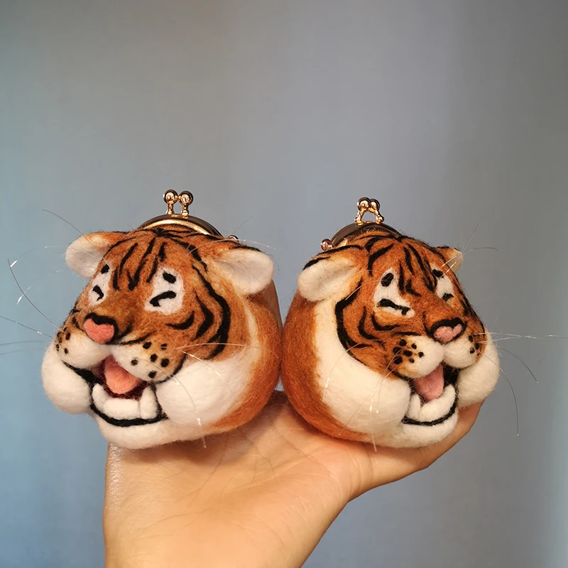 Read Stock YOMICO Tiger Coin Purse DIY Custom Handmade Wool Needle Felting Toy Doll Material Kit Accessory Decoration Gift