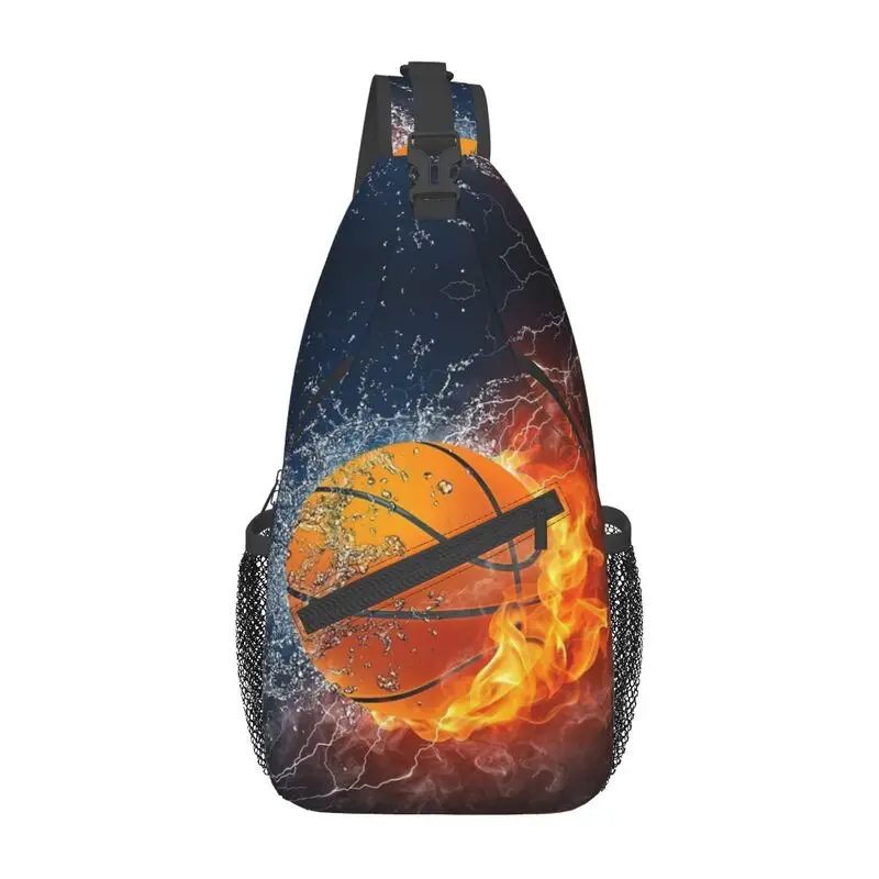 Basketball Ice And Fire Sling Chest Bag Customized Sport Player Crossbody Shoulder Backpack for Men Traveling Daypack