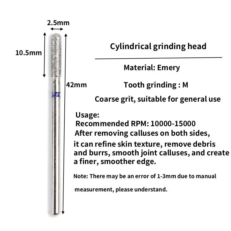 5 pezzi set di punte per trapano per unghie diamantate 3/32 "fresa per accessori per manicure pedicure accessori per macchine per trapano per unghie elettrico