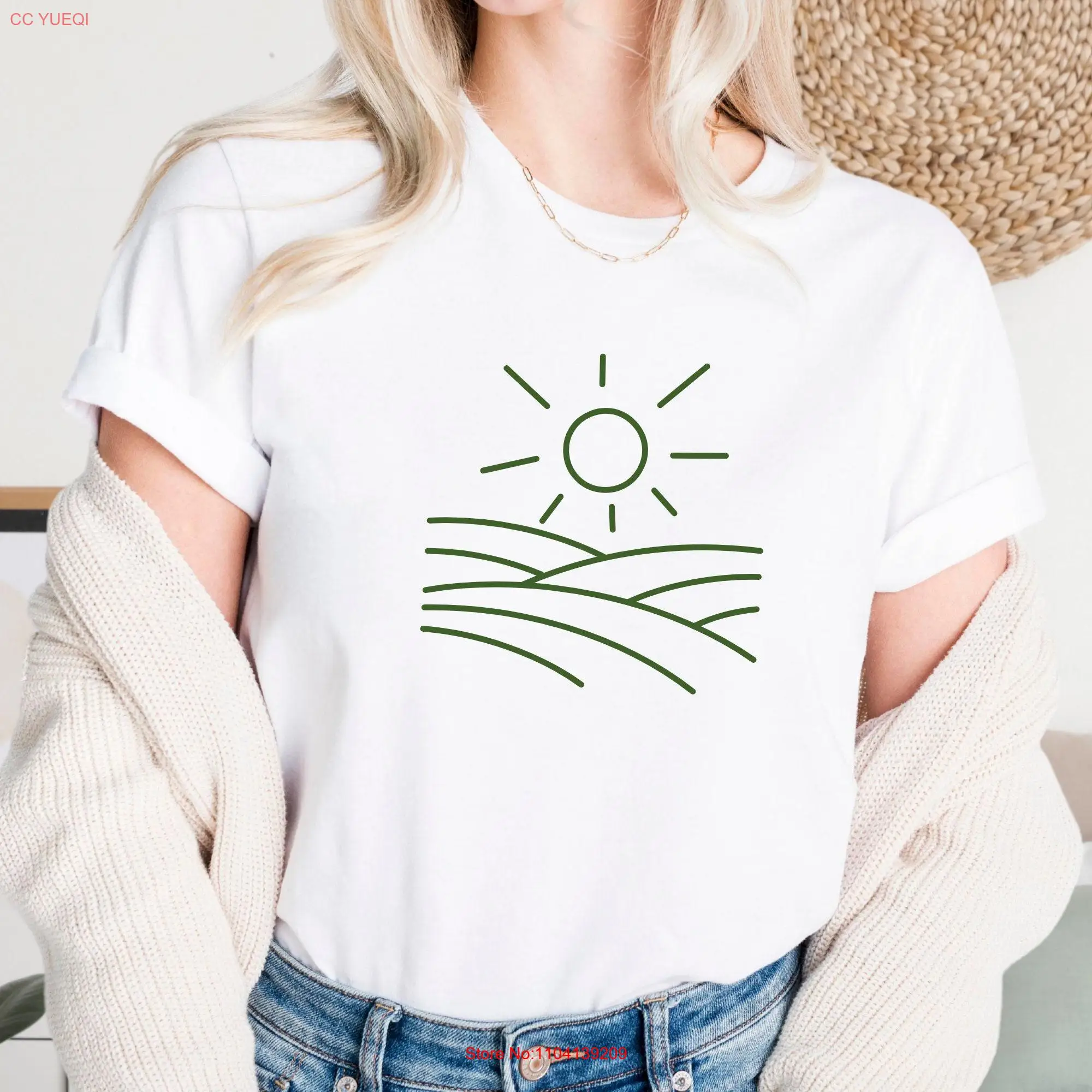 Vintage Sun T Shirt Sunshine Beach Life Summertime Summer Trip Vibes Line Art Sunset long or short sleeves