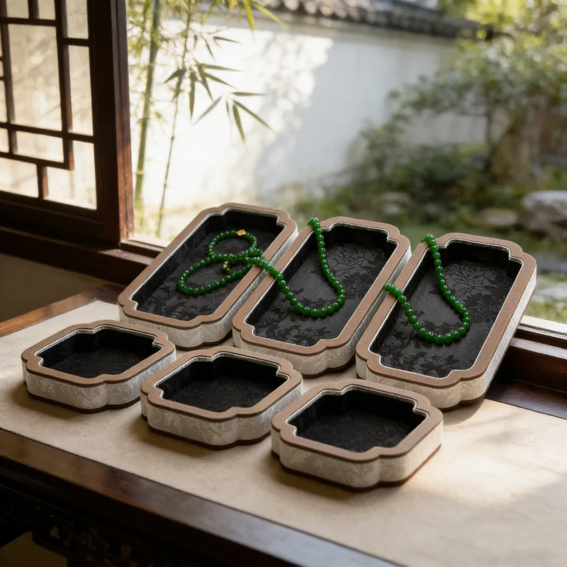 

Luxury Eid Jewelry Display Tray, Palace Silk Velvet Box for Jade Bracelet Storage, Ramadan Shop Counter Prop