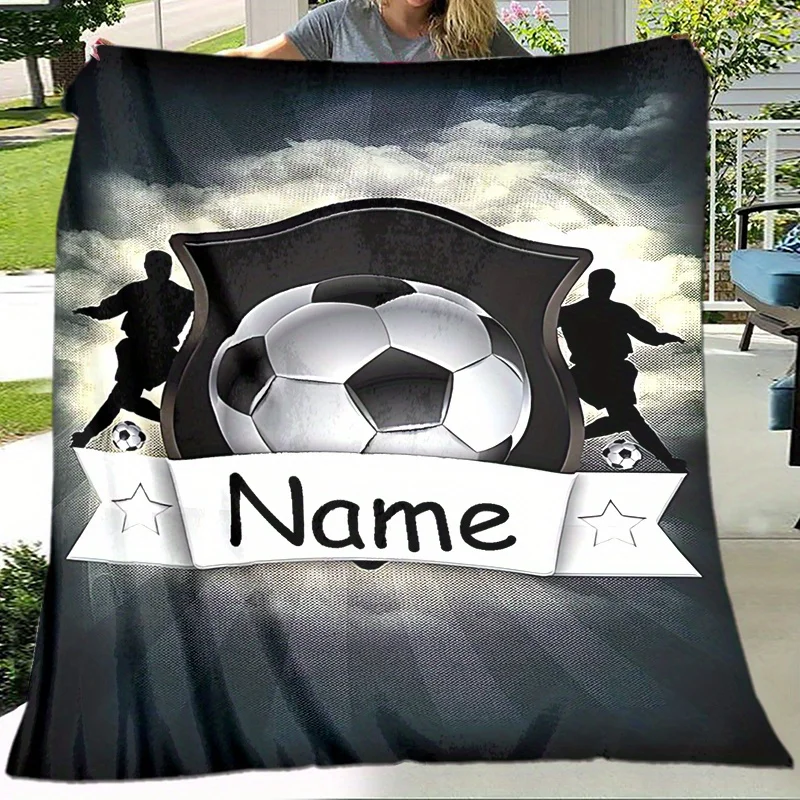 Customized customer name blanket, bright football blanket, soft blanket, personalized gift suitable for office nap