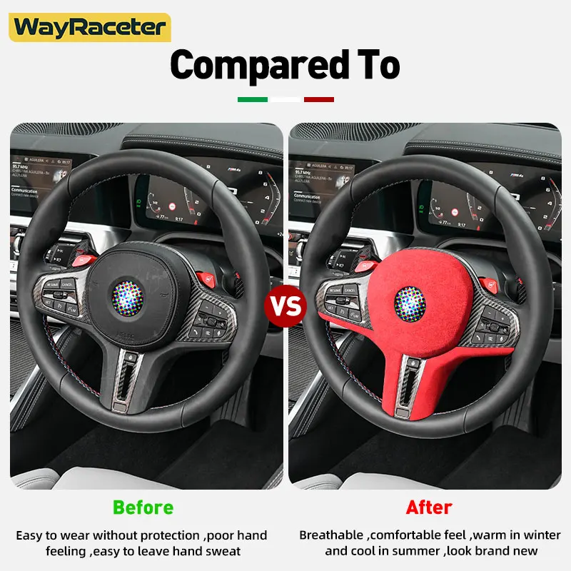 Alcantara Wrap Car Steering Wheel Airbag Interior Trim Cover For BMW M2 G87 M3 G80 G81 M4 G82 G83 M5 F95 2021 2022 2023