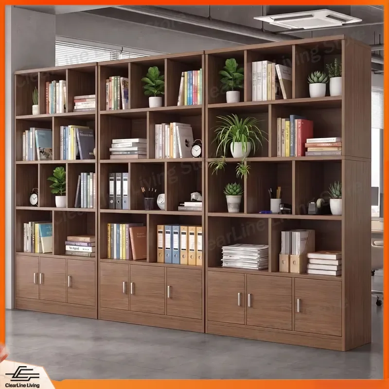 Office Bookshelf Floor Grid Cabinet Display File Storage Locker Free Combination Bookcase for Home