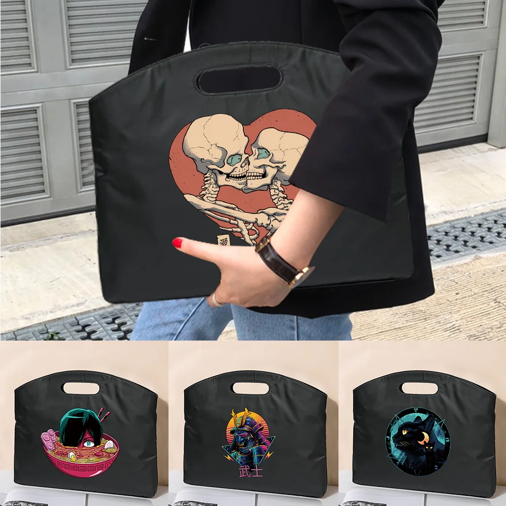 Maletín portátil para documentos, bolso de mano para oficina, de gran capacidad, con patrones de serie japonesa, bolso de negocios, bolsa de