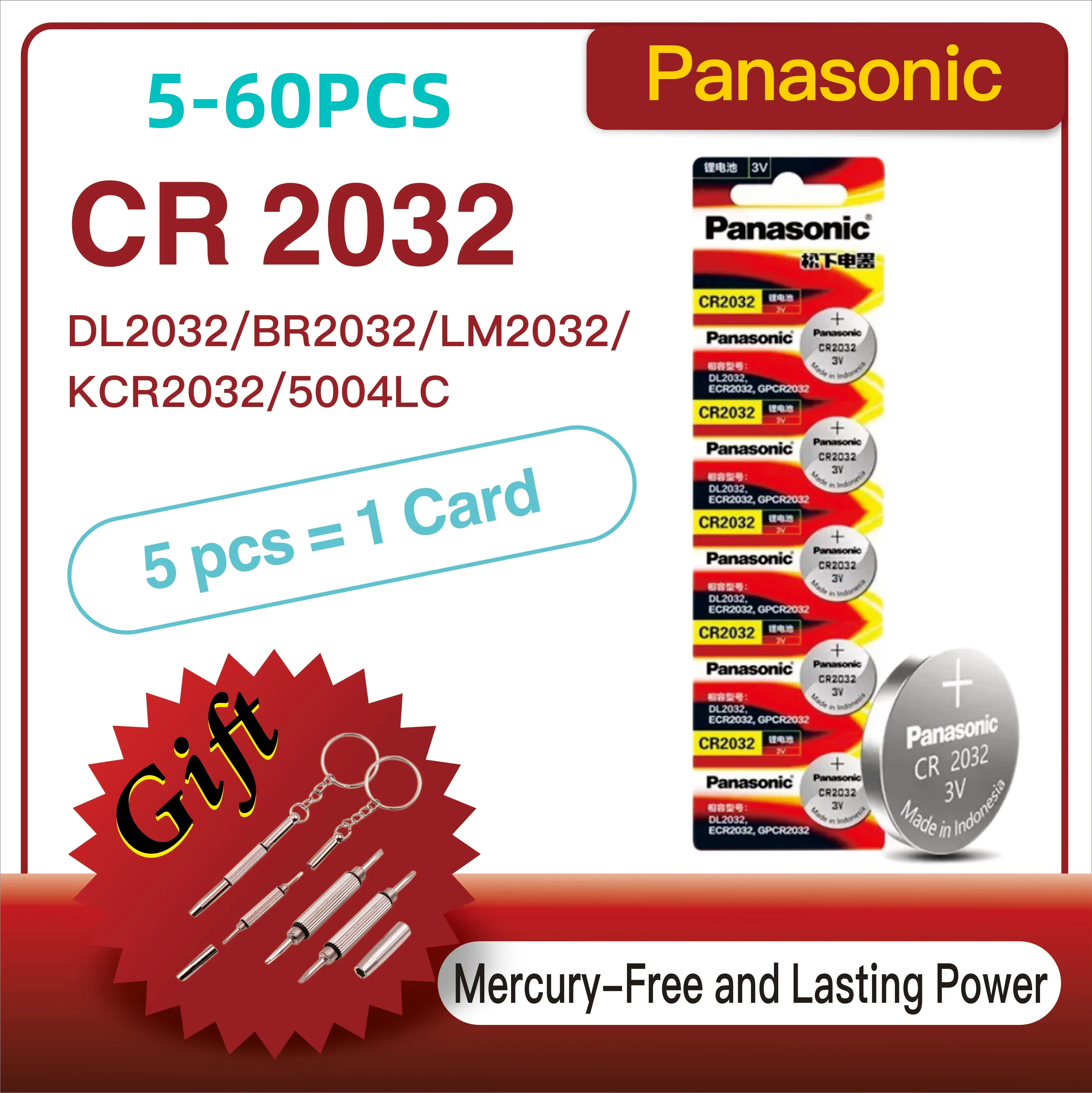 

5-60pcs Original Panasonic CR2032 Long Lasting 3V Lithium Coin Cell Batteries For Watch Calculator Clock Remote Control Toys