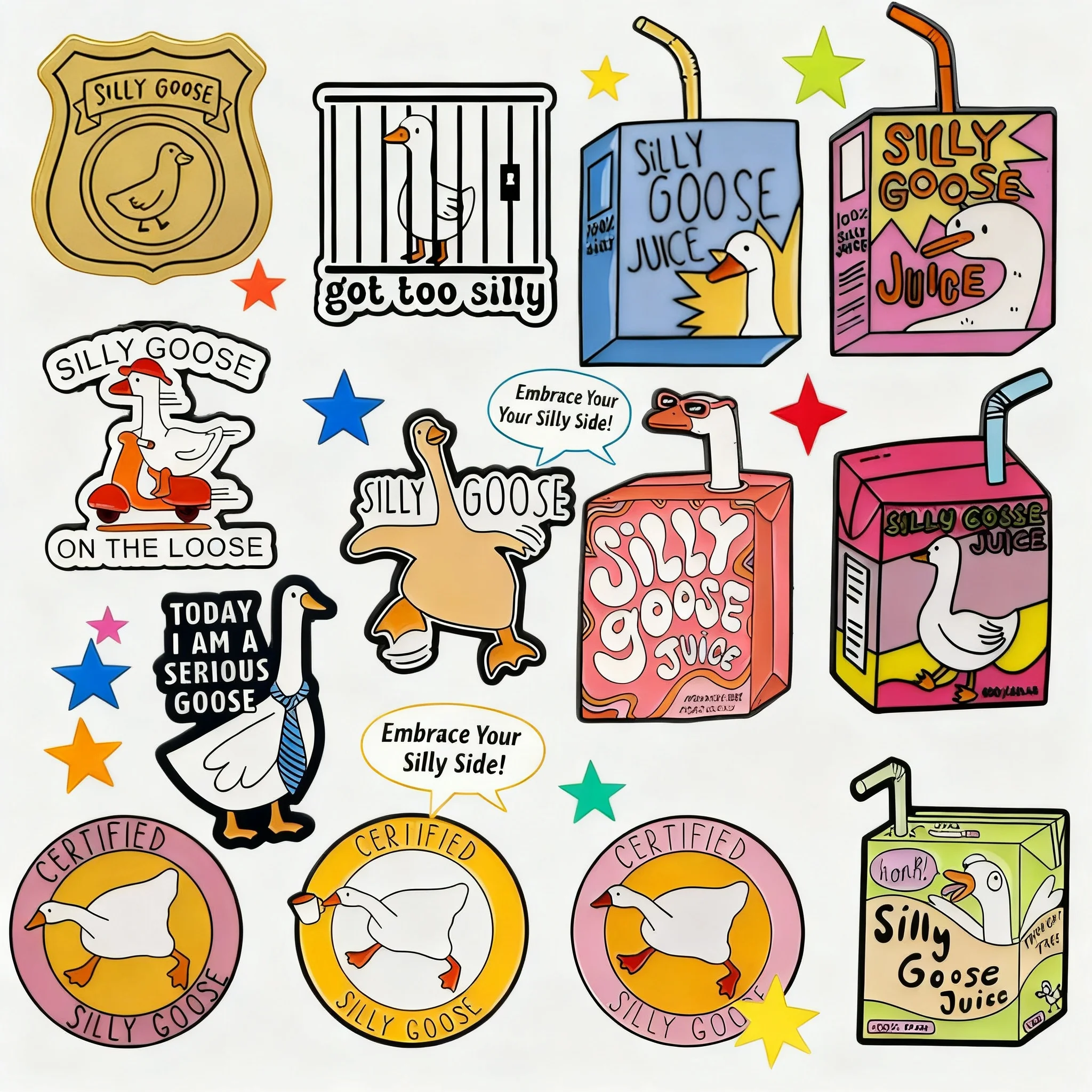 Cartoon Silly Goose Juice Brooch Pin Alloy Badge Apparel Backpack Accessory Clothing Backpack Hot Selling Cross Border Trade