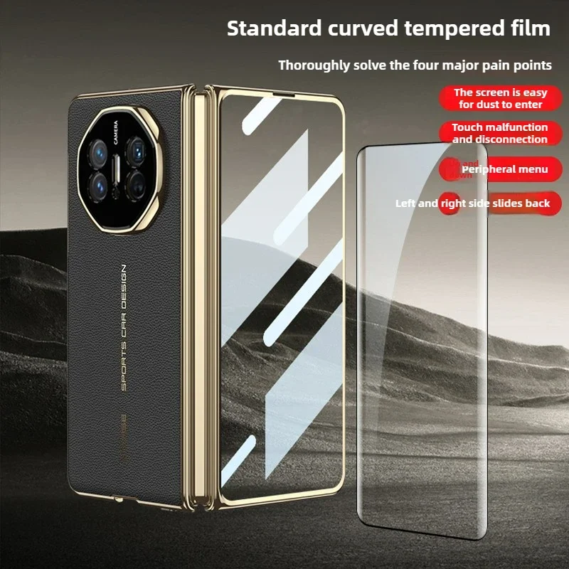 

Luxury Electroplated Frosted Leather Case for Huawei Mate X3 X5 with Tempered Film Shockproof Protection Hard Cover Accessories