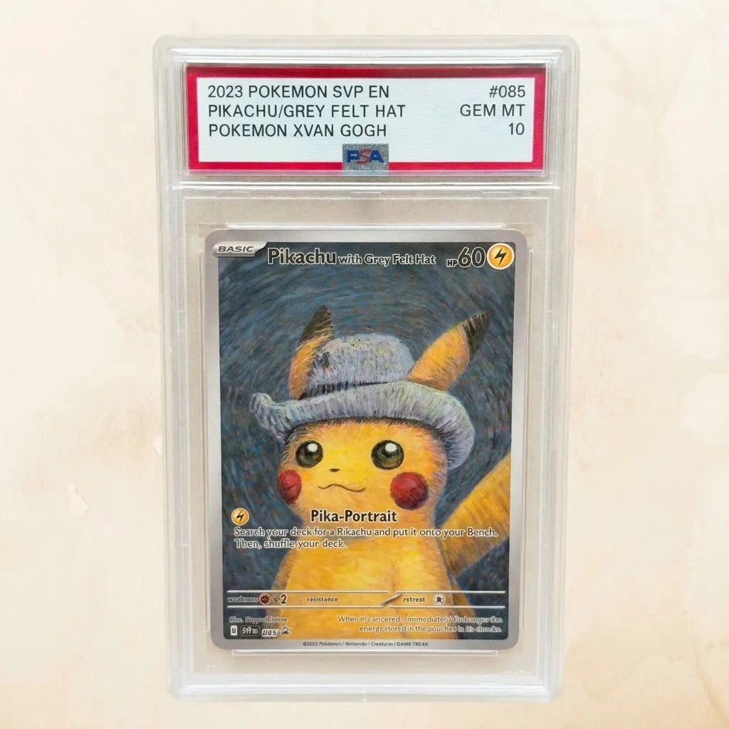 2023 PTCG DIY SVP EN PIKACHU/GREY FELT HAT XVAN GOGH GEM M TCopy 10 Points Rating Card Gift Toy Dropshipping