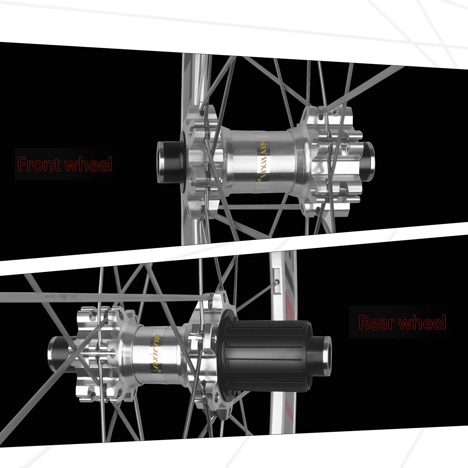 RUJIXU 700C Silberner Fahrrad-Laufradsatzrahmen, Straßenradpaket, V-Cdisc-Bremse, Rückenbremse, gerades festes Getriebe, 700C, 30 mm, 40 mm, 50 mm – Detail 5
