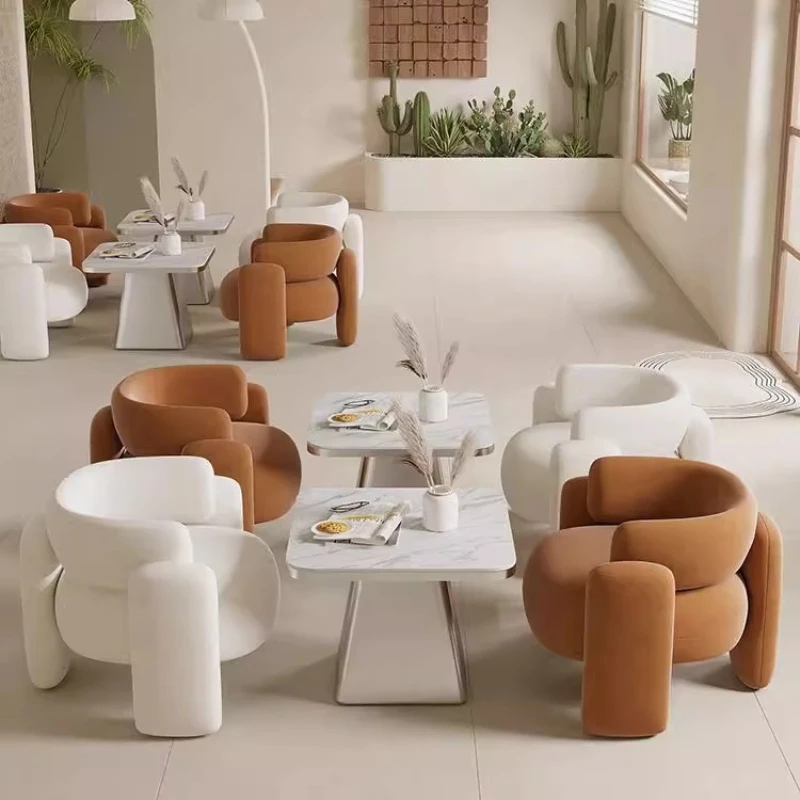 

Cream wind single sofa chair living room beauty salon rest area Internet celebrity reception negotiation light luxury leisure