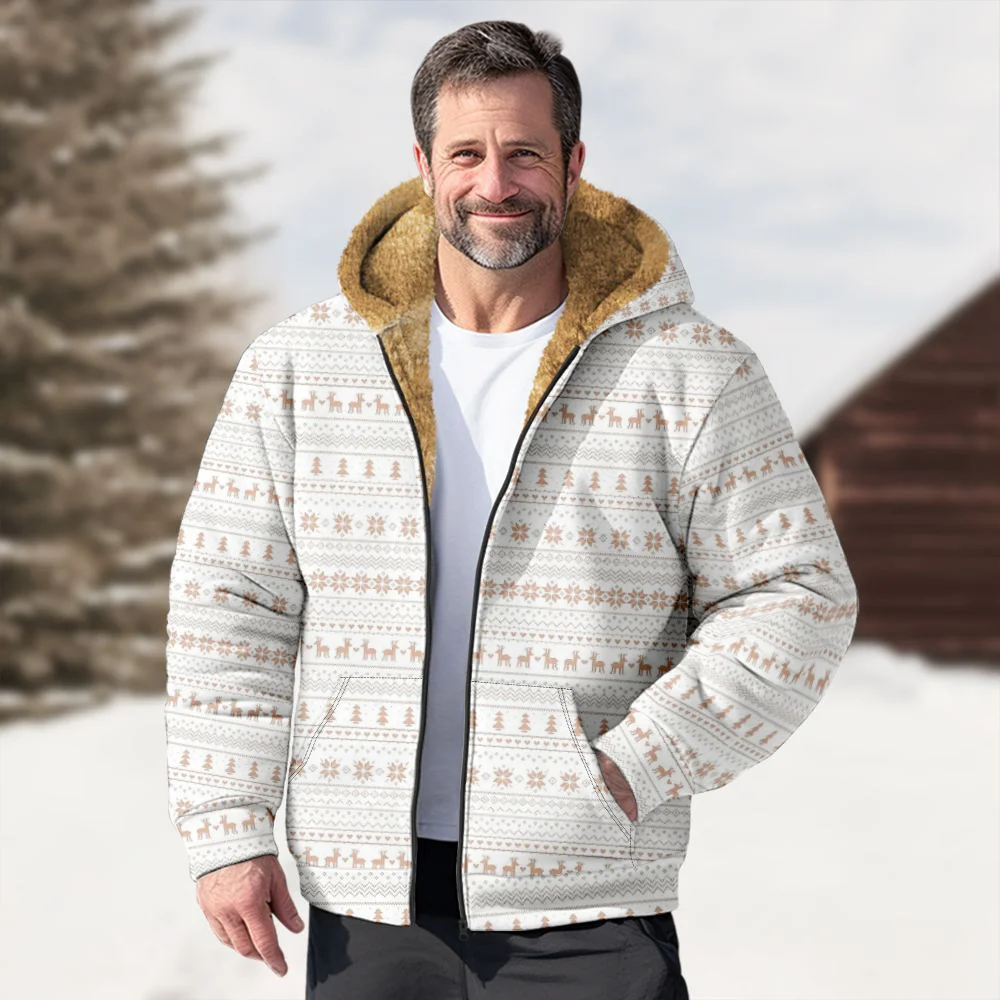 Jaquetas de inverno masculinas casacos, casual branco floco de neve pixel padrão roupas de algodão casaco portátil praia