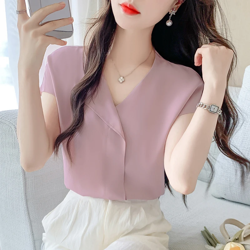 

Trendy Asymmetric Lapel Shirt Summer Loose Women's Top