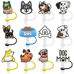 1PCS Straw Cover Cute Dogs Straw Topper Birthday Party Drink Spill Prevention Creative Accessories For Dustproof Cups  deco