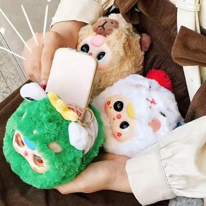 Cute Zipper Messenger Bag Crossbody Bag Shoulder Bag Zipper Pouch Plush Doll Cartoon Crossbody Purse Cute Figure Bag For Women