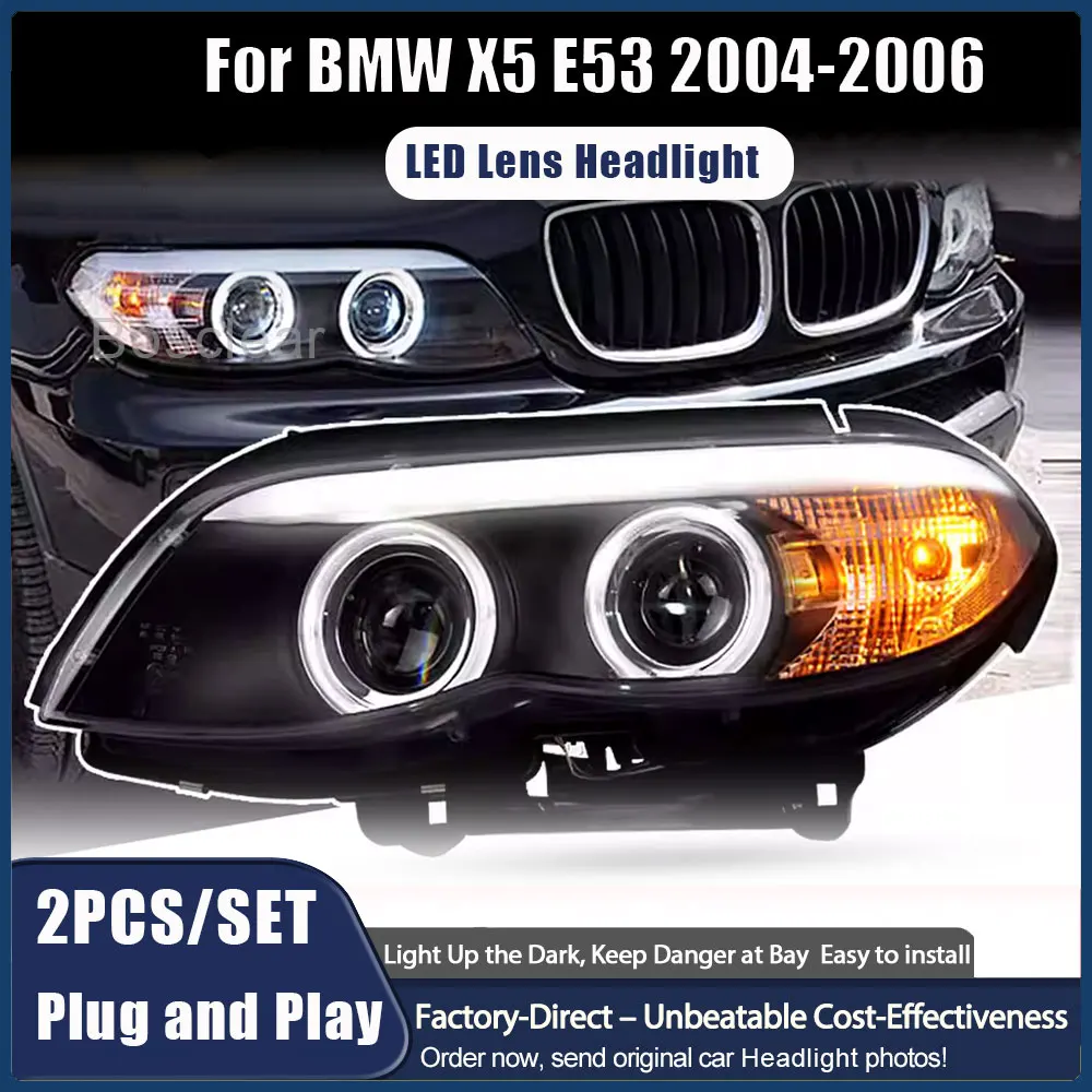 For Car BMW X5 E53 Headlights 2004 2005 2006 DRL Day Running Light LED Bi Xenon Bulb Fog Lights Car Accessory X5 E53 Head Lamps