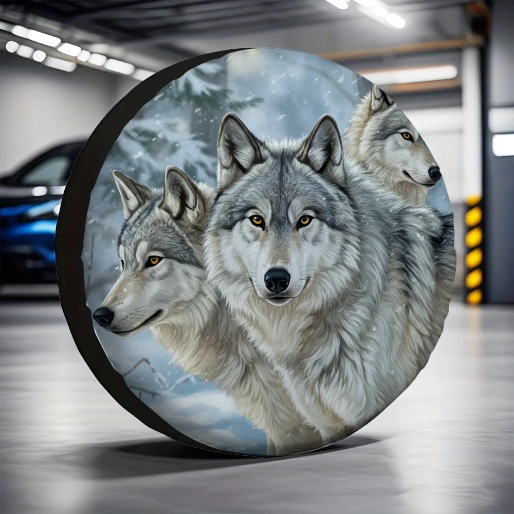 

1pc, High-Quality Tire Covers Featuring A Wolf Design (10) Made From 100% Polyester, Suitable For Outdoor Events In Scenic Parki